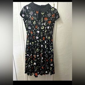 Hell Bunny XL Halloween Dress cosplay Black polka dots Peter Pan collar